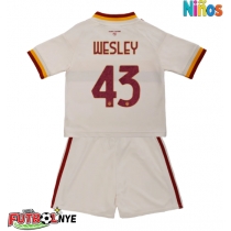 Camiseta AS Roma Wesley Franca #43 Visitante Equipación para niños 2026-27 manga corta (+ pantalones cortos)